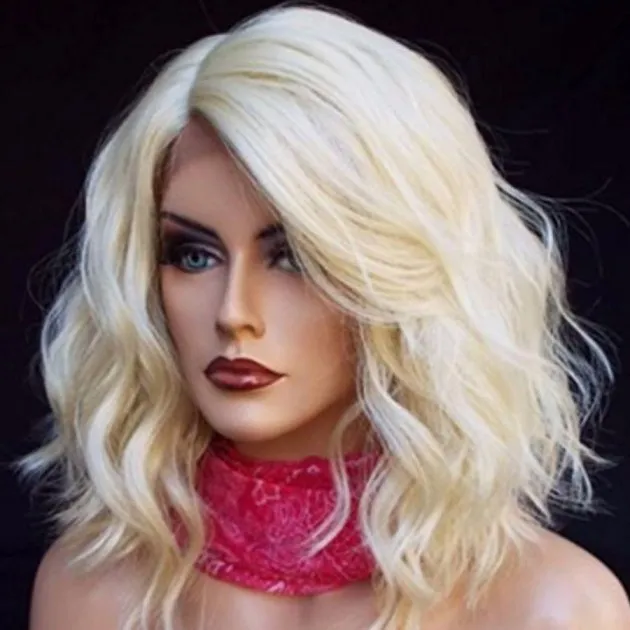 wig short curly hair blonde