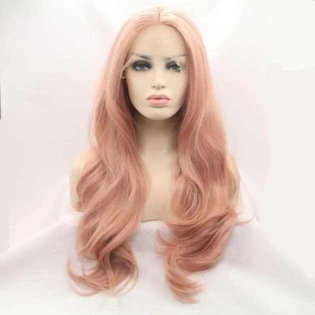 Peluca rosa con ondas grandes