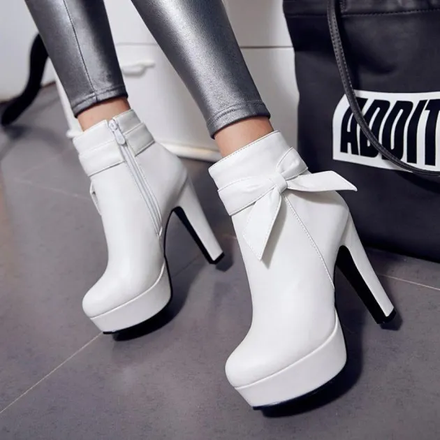 Botines mujer plataforma gruesa y alta impermeable lazo