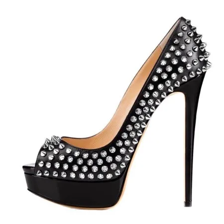 Zapatos De Tacón Superalto Con Remaches Boca De Pescado De Quinn