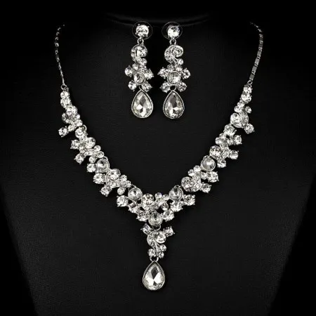Bruids Ketting Oorbellen Transparante Diamanten Sieraden