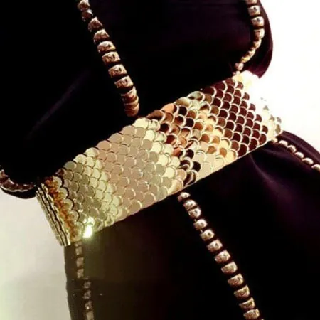 Metal Color Decorative Scales Stitching Girdle Belt