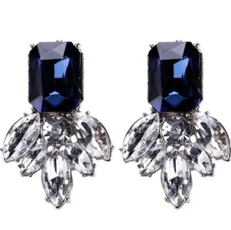 Joyas Pendientes Colgantes De Diamantes De Imitación De Cristal Azul Negro