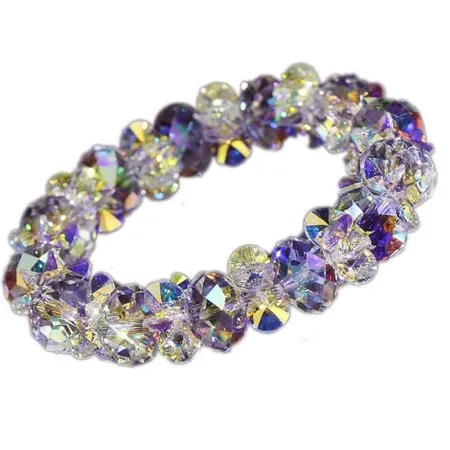 Pulsera De Cristal Austriaco Blanco Colorido De Lujo