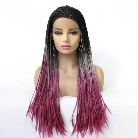 Lady Double Braided Wig Black Front Lace