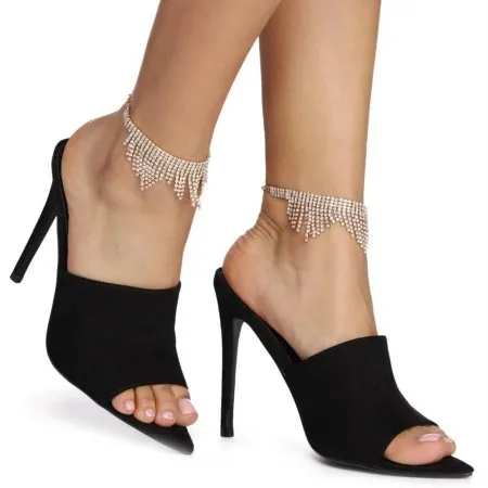 Cadena De Pie Con Diamantes Y Borlas