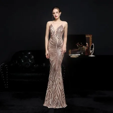 Vestido De Noche De Sirena Con Lentejuelas