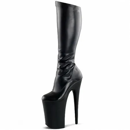 Botas De Tacón Alto De Aguja De 20 Cm Botas De Tacón Alto De Charol Negro