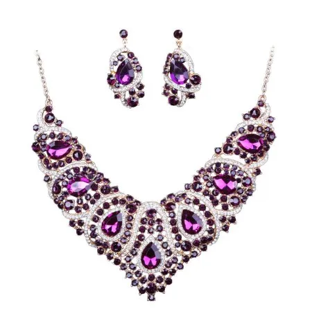 Juego De Collar Y Aretes De Novia Coloridos