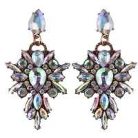 Kleurrijke Kristallen Geometrische Druppel Met Diamanten Overdreven Prachtige Oorbellen