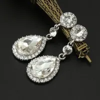 Clear Tear Drop Crystal Earrings¡