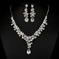 Collar Nupcial Pendientes Joyas De Diamantes Transparentes