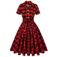 Retro Sexy Revers Jurk Met Korte Mouwen Print Lace Up Grote Jurk