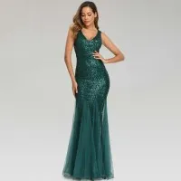 Dress Sequined Fishtail V-Neck Sleeveless Dress