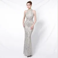 Vestido De Noche De Temperamento De Banquete De Lentejuelas Delgado De Cintura Alta Diana