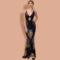Fishtail Jurk Met V-hals Patroon En Lovertjes Adaline
