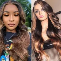 Peluca De Fibra Química Para Mujeres Africanas Con Encaje Frontal De Pelo Rizado Ondulado Largo Y Rizado Delaney