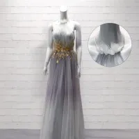 Vestido De Noche Largo Con Cuello Colgante Para Mostrar Adelgazamiento