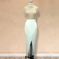 Vestido De Noche De Manga Corta Con Cuello Redondo Y Tul Transparente Sexy