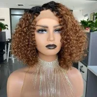 Exclusivamente Para Ombre Curly Bobo1b30 Peluca De Encaje De Cabello Humano