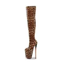 Hoge Laarzen Met Stretch En Luipaardprint