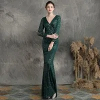 Sequined Gas Field Fishtail Evening Dress