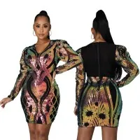 Vestido De Lentejuelas De Costura De Moda