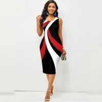 Vestido De Manga Larga Con Estampado De Cadera